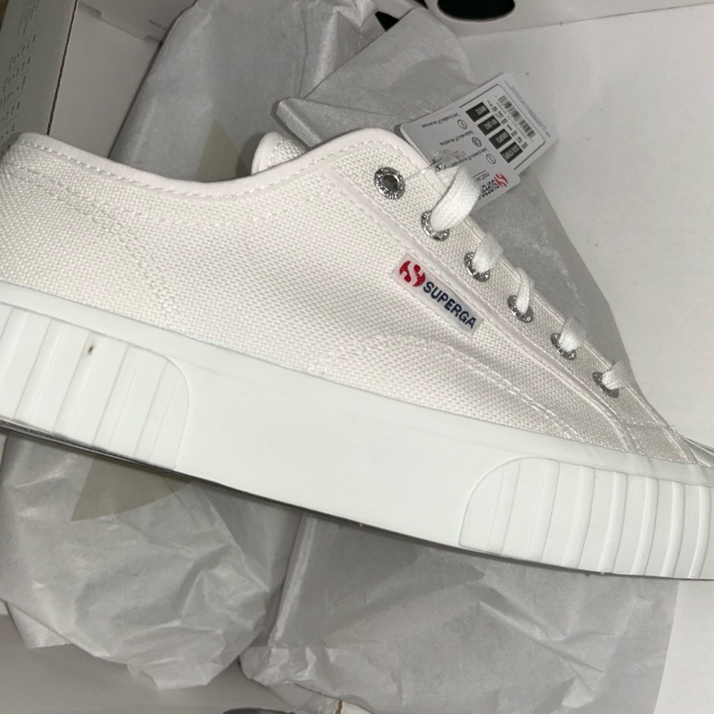 Superga Classic White Lace-Up Sneakers